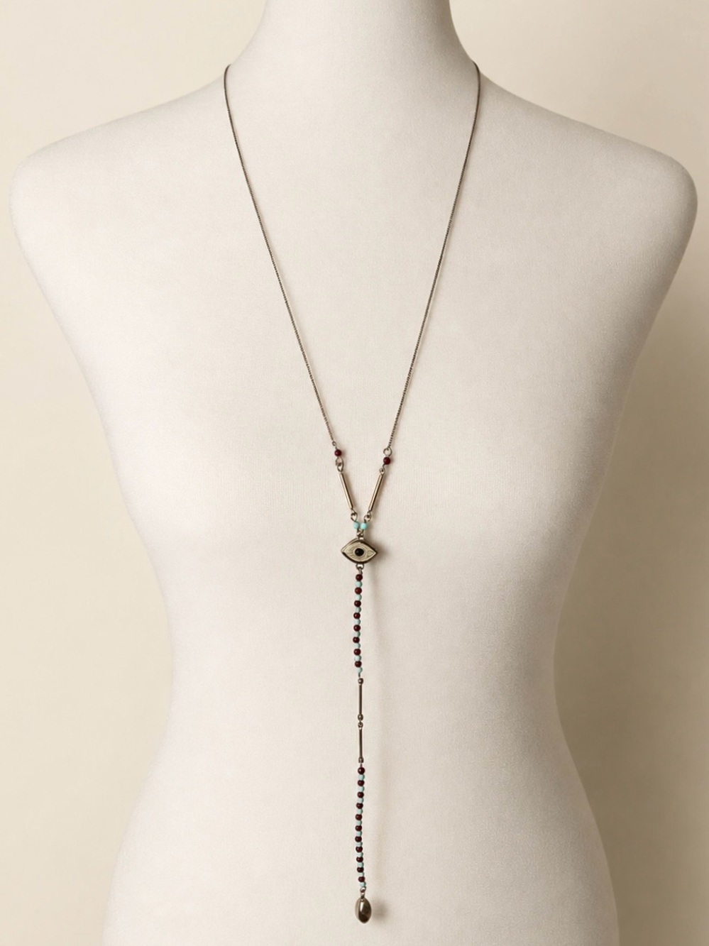 🧿✨ Steve Madden Boho-Luxe Evil Eye Long Y-Drop Necklace ✨🧿